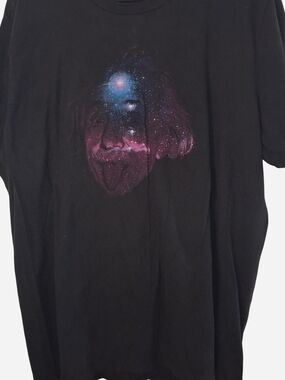 Black Men’s Short Sleeve Graphic Tee with Galaxy Portrait